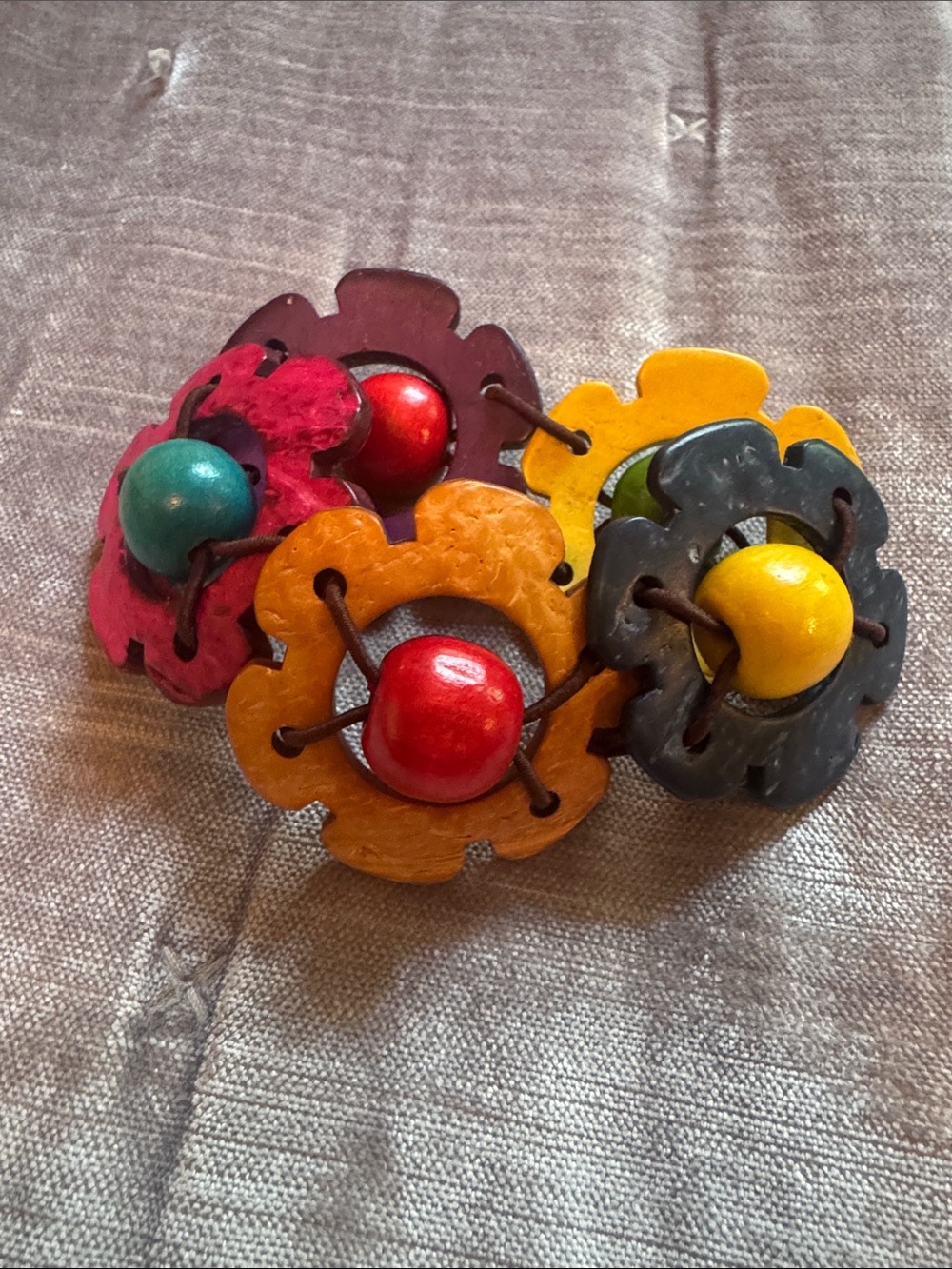 Vibrant Artisan Bracelet | Coconut Shell & Wood Beads